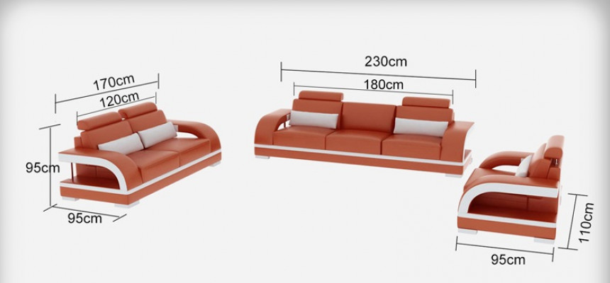3+2+1 Ustaw Skóra Sofa Kanapa Sofy Sofy Żywy krajobraz Luksus