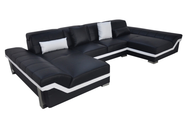 Skórzana Sofa Kanapa Żywy krajobraz Narożnik Ustawić Design Nowoczesna Sofa Kształt U z USB