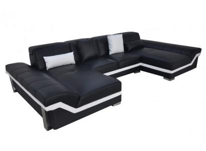 Skórzana Sofa Kanapa Żywy krajobraz Narożnik Ustawić Design Nowoczesna Sofa Kształt U z USB