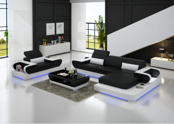 Design XXL Duża Sofa Narożnikowa kanapa Skórzana Sofa Kanapa Fotel Podkładka Żywy krajobraz G8002E