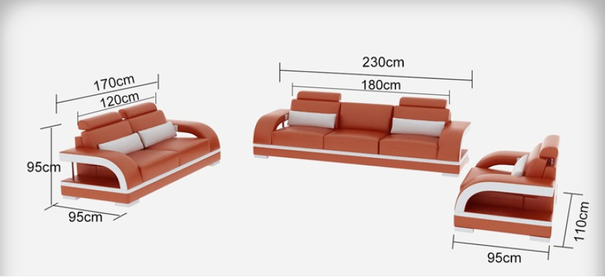 Sofa skórzana kanapa Żywy krajobraz 3+2+1 miejsce do siedzenia Ustawić wystrój projekt nowy