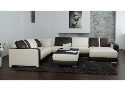 Skórzana sofa kanapa Żywy krajobraz Narożnik kanapa Narożnik Ustaw Design Nowoczesna Sofa z USB
