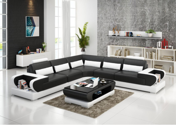 Skórzana sofa kanapa Żywy krajobraz Narożnik Ustawić Design Nowoczesna Sofa z USB Narożnikowa kanapa