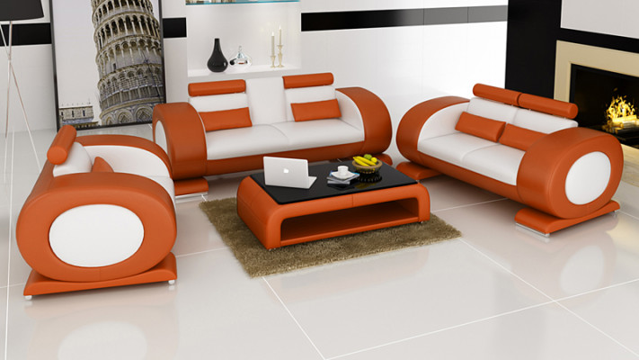 Sofa skórzana Modern Couch Żywy krajobraz 3+2+1 miejsce siedzące Ustawić Design Sofa na USB