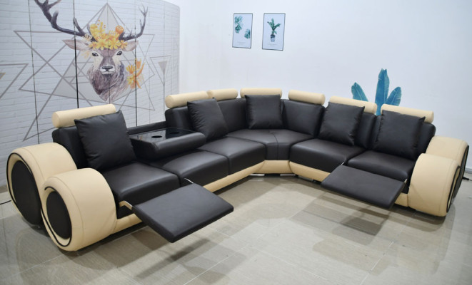 projekt Narożnikowa kanapa kanapa Ustawić Skóra Relaks sofa funkcyjna -- Wzór chroniony --