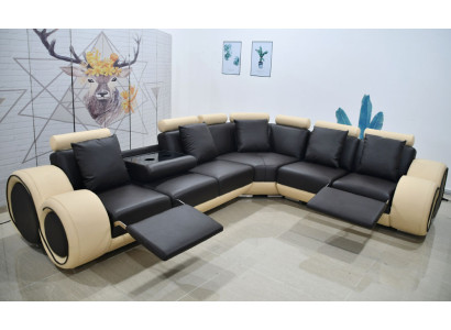 projekt Narożnikowa kanapa kanapa Ustawić Skóra Relaks sofa funkcyjna -- Wzór chroniony --