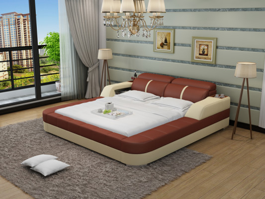 Luksusowa Skóra Łóżko Design Podkładka łóżka Double Modern Marriage 140/160/180 LB8823