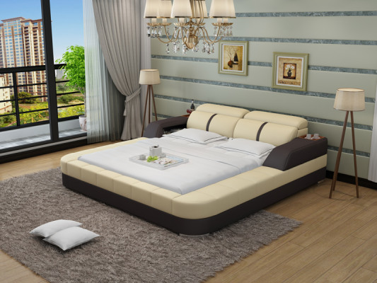 Luksusowa Skóra Łóżko Design Podkładka łóżka Double Modern Marriage 140/160/180 LB8823