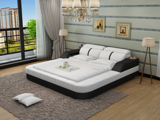 Luksusowa Skóra Łóżko Design Podkładka łóżka Double Modern Marriage 140/160/180 LB8823