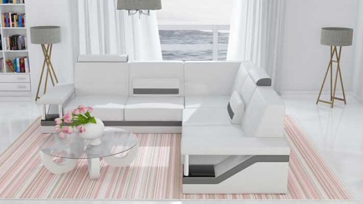 Sofa skórzana Narożnik Sofa Sofa Plakat Zestaw narożny Sofy Materiał Skóra Ustawić Nowy