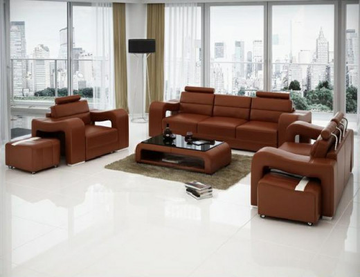 Designerska skórzana sofa Zestaw sofowy Sofa Siedziba Podkładka Ustawić 3+2+1 Zestaw PISA