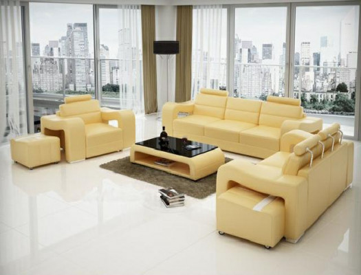 Designerska skórzana sofa Zestaw sofowy Sofa Siedziba Podkładka Ustawić 3+2+1 Zestaw PISA