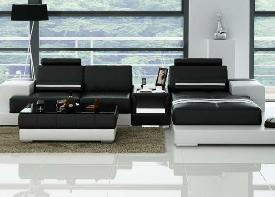 Skórzana sofa Narożnikowa kanapa Sofa Couch Design Siedziba Podkładka Ustawić Żywy krajobraz 2725B