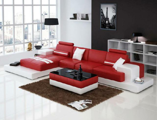 Skórzana sofa Narożnikowa kanapa Sofa Couch Design Siedziba Podkładka Ustawić Żywy krajobraz 2725B