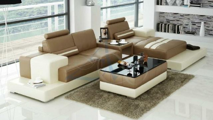 Skórzana sofa Narożnikowa kanapa Sofa Couch Design Siedziba Podkładka Ustawić Żywy krajobraz 2725B