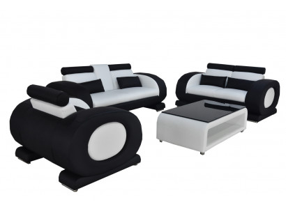 Sofa z USB Skóra Siedziba 3+2+1 Komplet Ustaw Designer Modern Podkładka Nowa