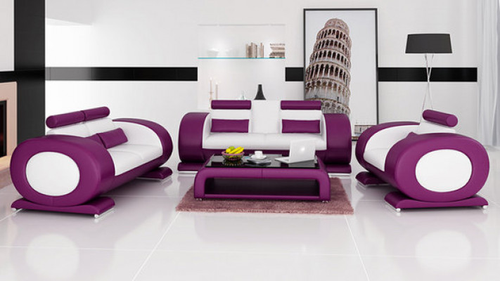 Sofa z USB Skóra Siedziba 3+2+1 Komplet Ustaw Designer Modern Podkładka Nowa