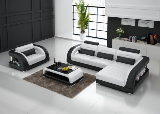 Skórzana sofa kanapa Żywy krajobraz Narożnikowa kanapa + Fotel Nowy Ustawić Design