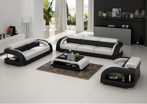 Skórzana sofa Kanapa Zestaw sofowy 3+2+1 miejsce do siedzenia Obcios Design Nowoczesna Sofa New USB