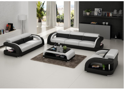 Skórzana sofa Kanapa Zestaw sofowy 3+2+1 miejsce do siedzenia Obcios Design Nowoczesna Sofa New USB
