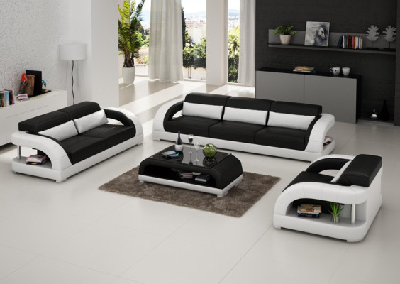 Skórzana sofa Kanapa Zestaw sofowy 3+2+1 miejsce do siedzenia Obcios Design Nowoczesna Sofa New USB