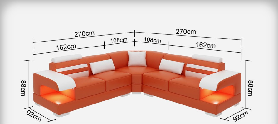 Skóra Soft Couch Żywy krajobraz Narożnikowa kanapa Narożnik Ustawić Design Nowoczesna Sofa USB