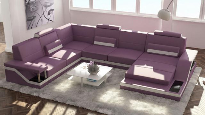 Projektant Żywy krajobraz Kształt U z USB Narożnikowa kanapa Podkładka Ustawić zestaw narożny Sofa