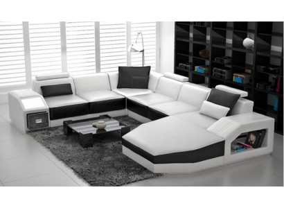 Żywy krajobraz Narożnikowa kanapa Design Sofa z USB Podkładka Siedziba Narożnik U Form Biały PHM110