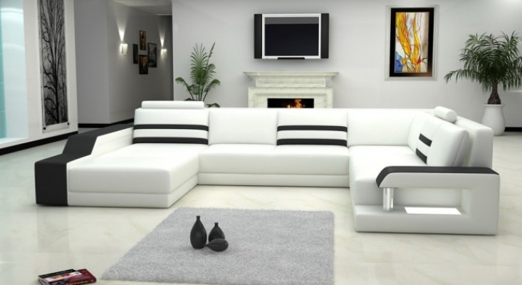 Designerska sofa Narożnikowa kanapa z USB, skórzana sofa Podkładka Siedziba Narożnik Ustawić kanapę LED