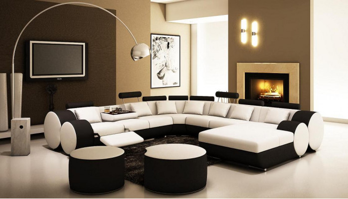 Designerska skórzana sofa z USB XXL Żywy krajobraz sofa narożnikowa tapicerowana Narożnikowa kanapa Nowe sofy