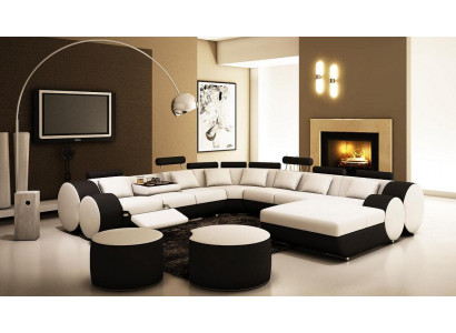 Designerska skórzana sofa z USB XXL Żywy krajobraz sofa narożnikowa tapicerowana Narożnikowa kanapa Nowe sofy