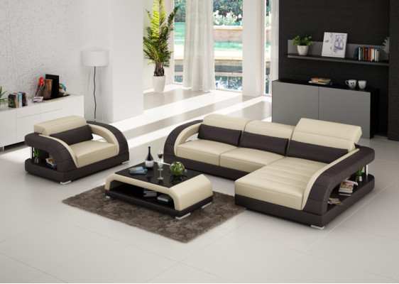 Sofa skórzana Kanapa Żywy krajobraz Narożnikowa kanapa Fotel Zestaw Ustaw Design Sofa USB Nowość