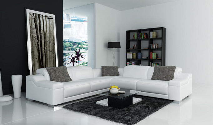 Skórzana sofa sofa kanapa Żywy krajobraz Narożnikowa kanapa Nowoczesny Narożnik Ustawić Design