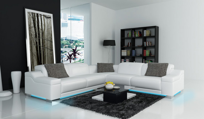 Skórzana sofa sofa kanapa Żywy krajobraz Narożnikowa kanapa Nowoczesny Narożnik Ustawić Design
