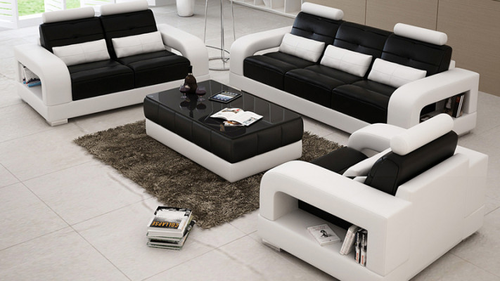 Skórzana sofa Kanapa Zestaw sofowy 3+2+1 miejsce do siedzenia Ustawić Design Nowoczesna Sofa