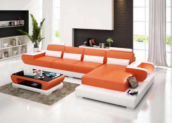 Skórzana sofa kanapa Żywy krajobraz Narożnik kanapa Narożnik Ustaw Design Modern Sofa G8003C