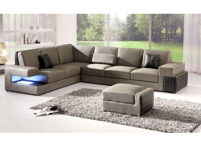 Nowoczesna kanapa Narożnikowa Podkładka Siedziba Skóra Design Sofa Ustawić Żywy krajobraz