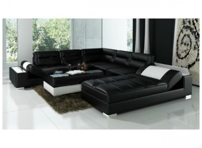 Skórzana sofa Narożnikowa kanapa + USB Ustawić Podkładkę U-kształt kanapy sofa projekt Żywy krajobraz