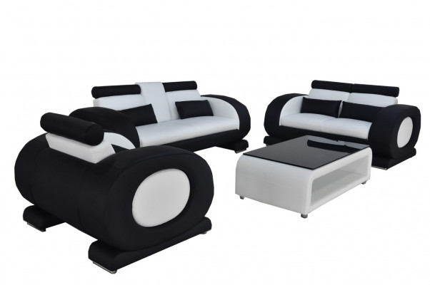 Sofa Kanapa Skóra Siedziba 3+2+1 Komplet Ustaw Designer Modern