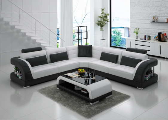 Sofa skórzana Sofa Sofa Żywy krajobraz Modern Narożnik Narożnikowa kanapa Design Ustawić