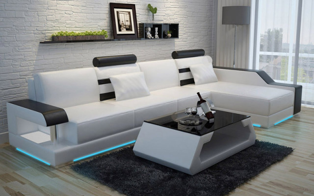 Sofa skórzana na wymiar Kanapa Żywy krajobraz Narożnikowa kanapa Ustawić Design Sofa USB Nowość
