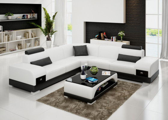 Sofa skórzana kanapa Żywy krajobraz Narożnikowa kanapa Narożnik Ustaw Design Nowoczesna Sofa USB Nowość