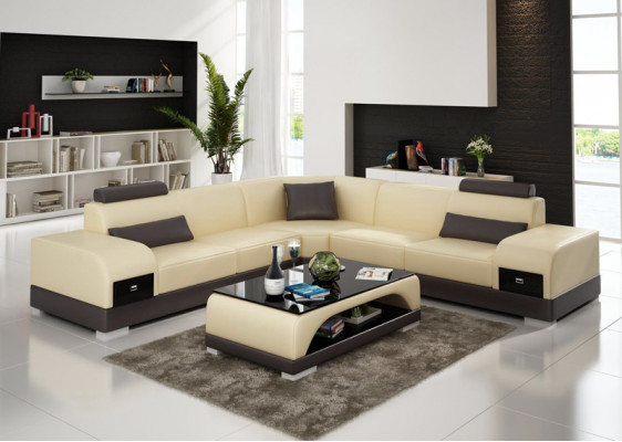 Sofa skórzana kanapa Żywy krajobraz Narożnikowa kanapa Narożnik Ustaw Design Nowoczesna Sofa USB Nowość