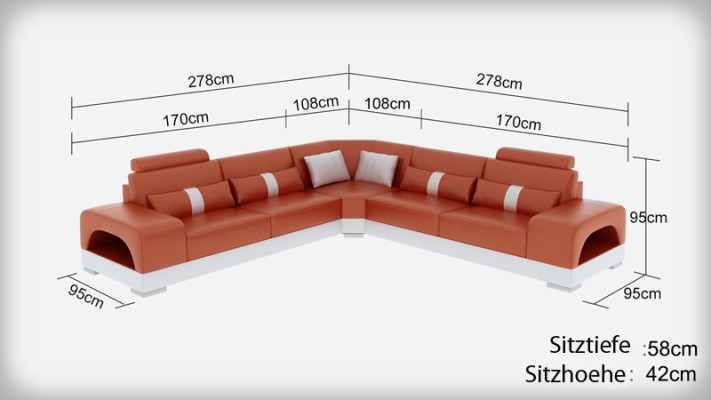 Ekskluzywna tapicerowana sofa w kształcie litery L. Stylowy wygląd dla Twojego domu