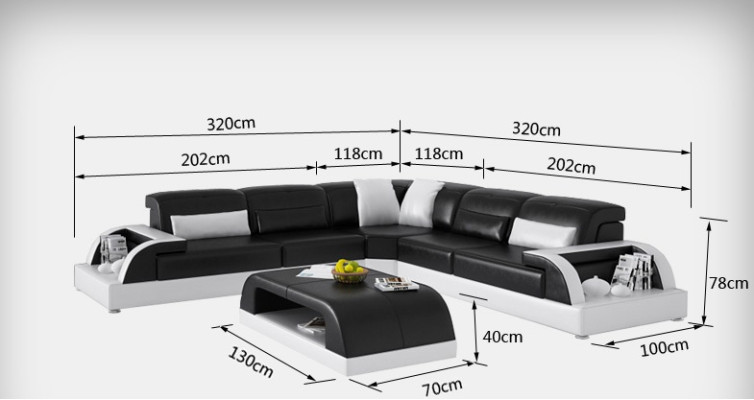 Skórzana sofa kanapa Żywy krajobraz Narożnik kanapa Narożnik Ustaw Design Nowoczesna Sofa USB Biały