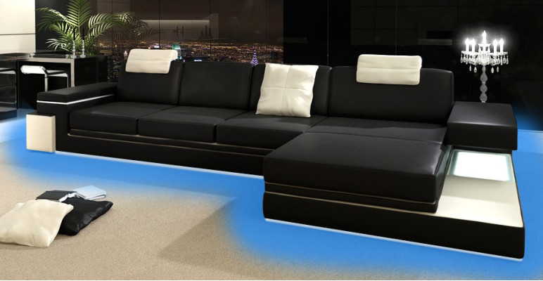 Narożnikowa kanapa z USB Couch Sofa Żywy krajobraz Siedziba Narożnik Ustawić Skóra Włókienniczy PHM88