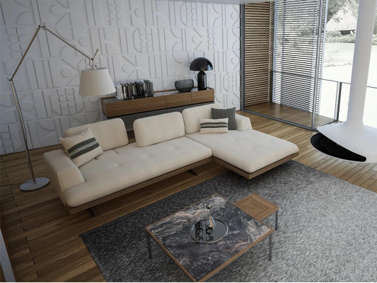 Nowoczesna luksusowa sofa kanapa salon Relaks Narożnikowa kanapa w kształcie litery L z 2x stolik kawowy