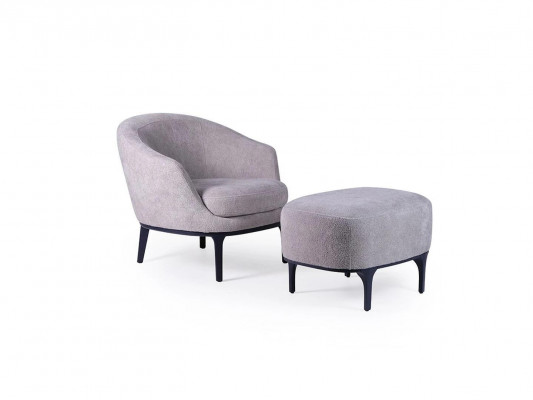 Komplet do salonu 2 szt. Fotel z Stołek Designer Nowoczesne Meble tapicerowane
