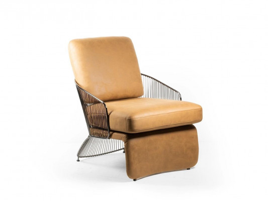 Brązowy Designerski Fotel Skóra Meble tapicerowane luksusowe meble do salonu