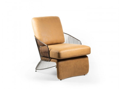 Brązowy Designerski Fotel Skóra Meble tapicerowane luksusowe meble do salonu
